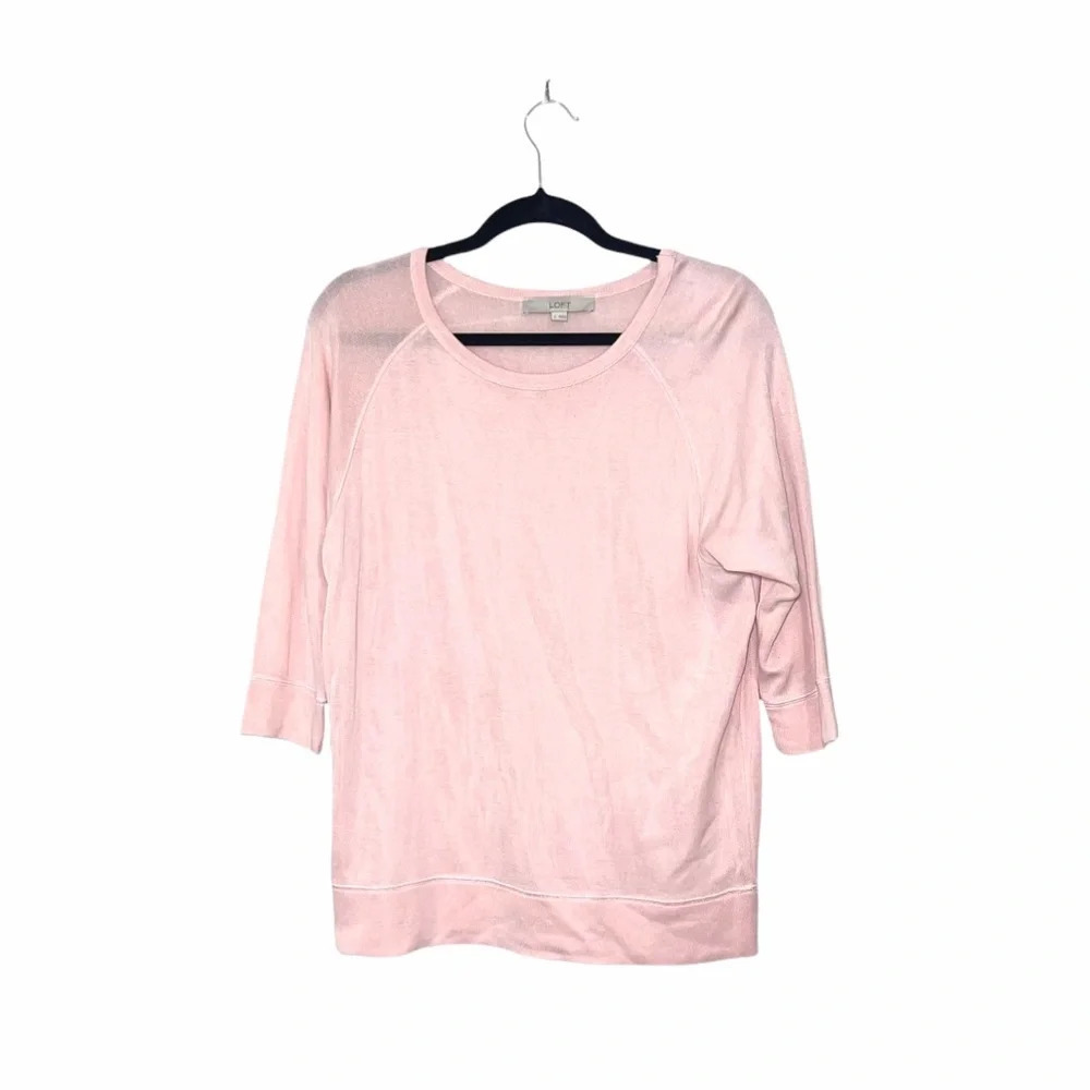 LOFT Light Pink 3/4 Sleeve Crewneck Pullover Sweater Small Women’s